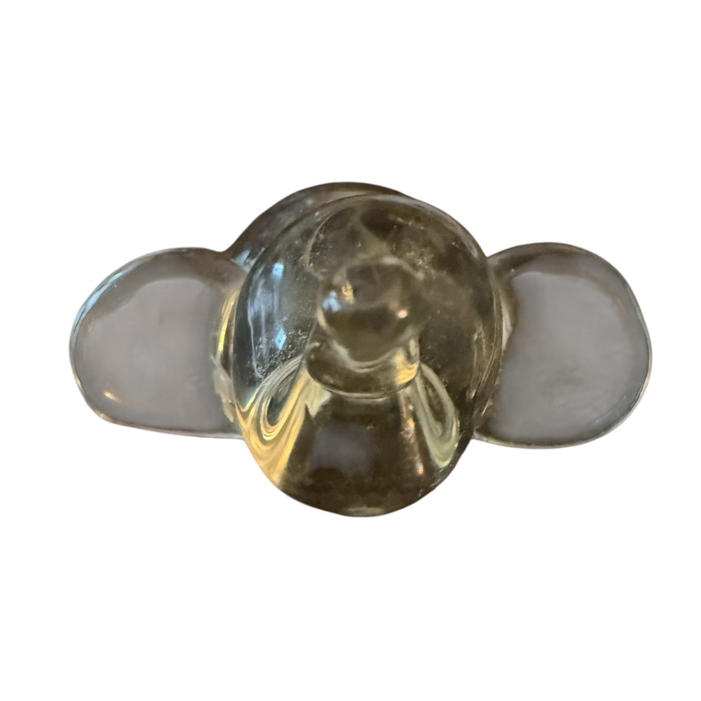 Clear Glass Elephant Figurine 3.5” Hand Blown Art Glass Trunk Up Good Luck Decor - Picture 7 of 9